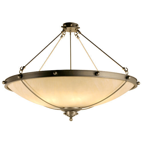 Meyda Lighting Freya 48" 8-Light Pewter Semi-flush Mount Ceiling Light With Creme Carrare Idalight Shade Glass