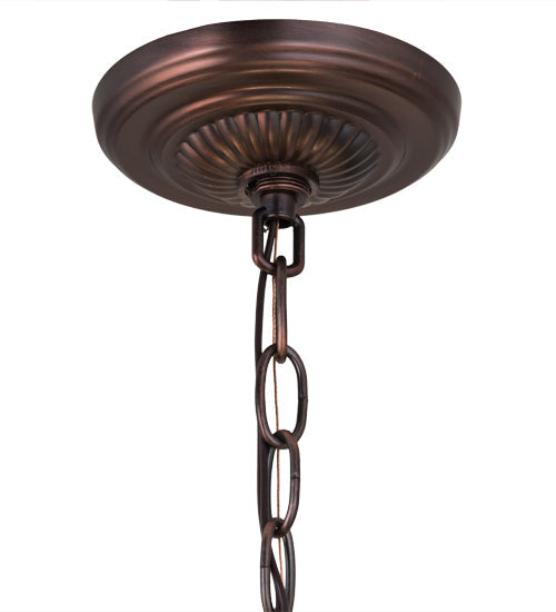 Meyda Lighting Fruit 175747 20" 3-Light Mahogany Bronze Pendant Light With Multi-Colored Shade Glass