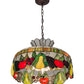 Meyda Lighting Fruit 175747 20" 3-Light Mahogany Bronze Pendant Light With Multi-Colored Shade Glass