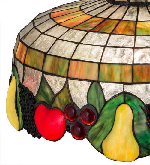 Meyda Lighting Fruit 175747 20" 3-Light Mahogany Bronze Pendant Light With Multi-Colored Shade Glass