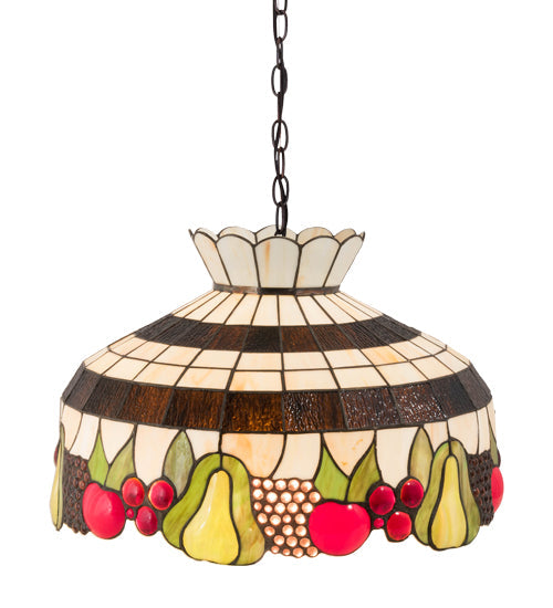 Meyda Lighting Fruit 20" Mahogany Bronze Pendant Light With Multi-Colored Shade Glass