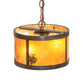 Meyda Lighting Fulton 10" 3-Light Dark Burnished Antique Copper Winter Pine Pendant Light With Amber Mica Shade Glass