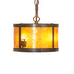 Meyda Lighting Fulton 10" 3-Light Dark Burnished Antique Copper Winter Pine Pendant Light With Amber Mica Shade Glass