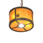 Meyda Lighting Fulton 10" 3-Light Dark Burnished Antique Copper Winter Pine Pendant Light With Amber Mica Shade Glass