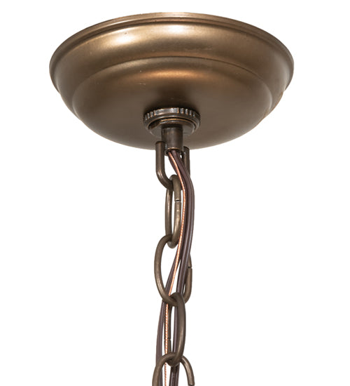 Meyda Lighting Fulton 10" 3-Light Dark Burnished Antique Copper Winter Pine Pendant Light With Amber Mica Shade Glass