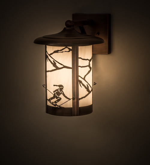 Meyda Lighting Fulton 10" Antique Copper Alpine Solid Mount Wall Sconce With White Shade Glass