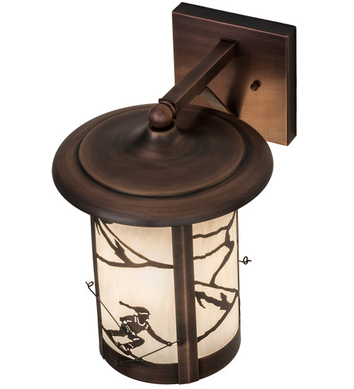 Meyda Lighting Fulton 10" Antique Copper Alpine Solid Mount Wall Sconce With White Shade Glass