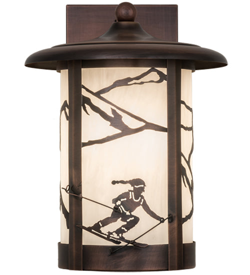 Meyda Lighting Fulton 10" Antique Copper Alpine Solid Mount Wall Sconce With White Shade Glass