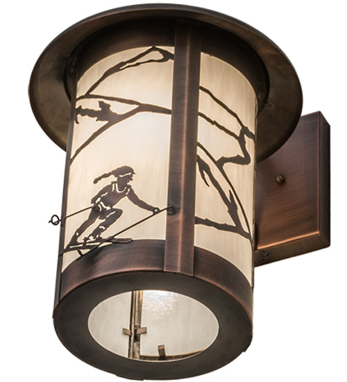 Meyda Lighting Fulton 10" Antique Copper Alpine Solid Mount Wall Sconce With White Shade Glass
