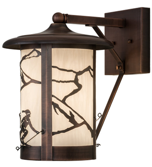 Meyda Lighting Fulton 10" Antique Copper Alpine Solid Mount Wall Sconce With White Shade Glass