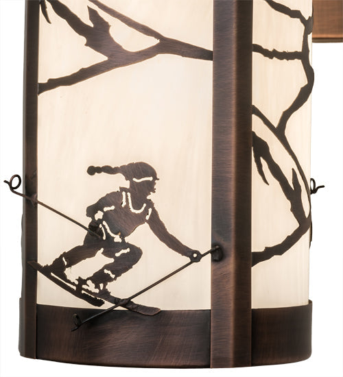Meyda Lighting Fulton 10" Antique Copper Alpine Solid Mount Wall Sconce With White Shade Glass