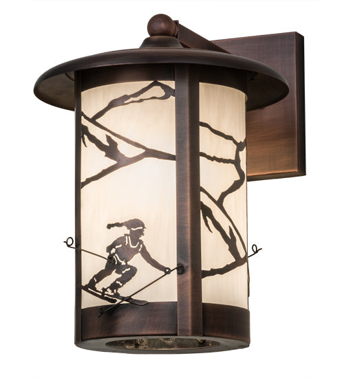 Meyda Lighting Fulton 10" Antique Copper Alpine Solid Mount Wall Sconce With White Shade Glass
