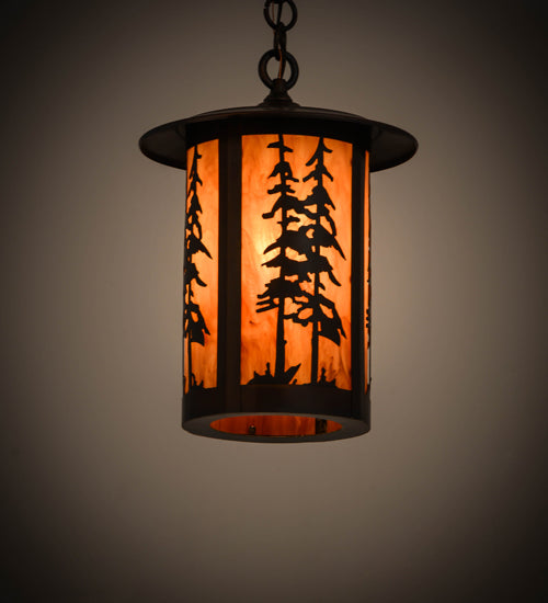 Meyda Lighting Fulton 10" Antique Copper Great Pines Pendant Light With Ambra Siena Idalight Shade Glass