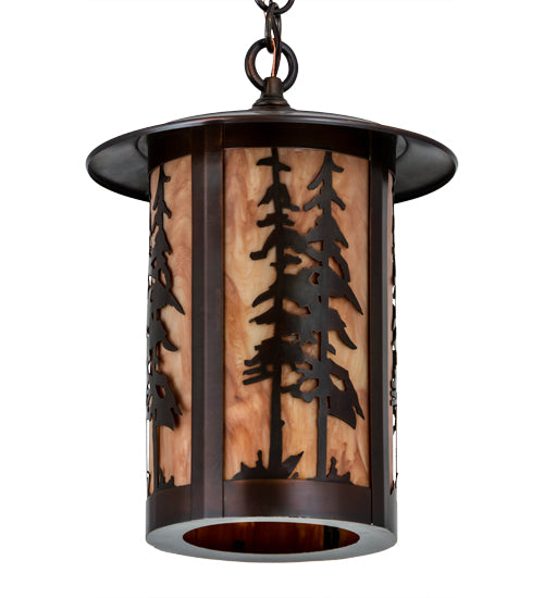 Meyda Lighting Fulton 10" Antique Copper Great Pines Pendant Light With Ambra Siena Idalight Shade Glass