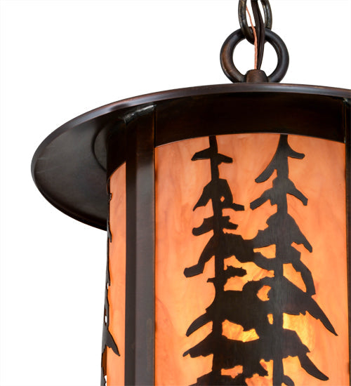 Meyda Lighting Fulton 10" Antique Copper Great Pines Pendant Light With Ambra Siena Idalight Shade Glass