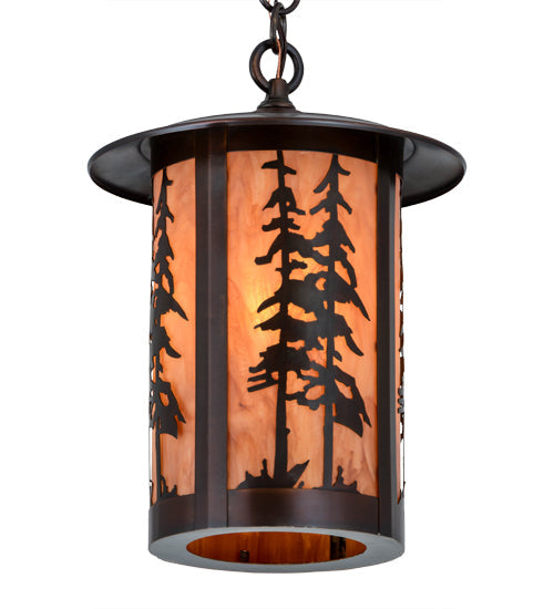 Meyda Lighting Fulton 10" Antique Copper Great Pines Pendant Light With Ambra Siena Idalight Shade Glass