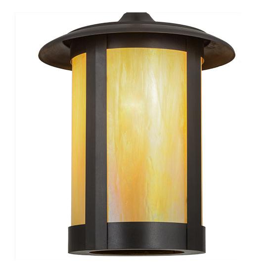 Meyda Lighting Fulton 10" Brown Pendant Light With Beige Iridescent Shade Glass