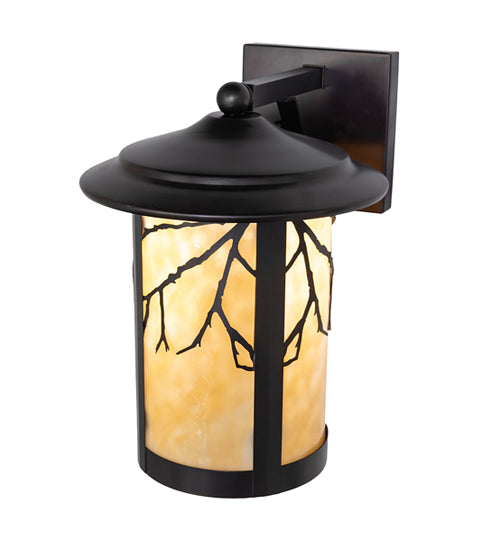 Meyda Lighting Fulton 10" Craftsman Brown Branches Wall Sconce With Beige Art Shade Glass