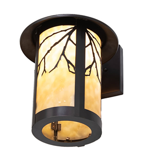 Meyda Lighting Fulton 10" Craftsman Brown Branches Wall Sconce With Beige Art Shade Glass