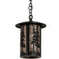 Meyda Lighting Fulton 10" Craftsman Brown Great Pines Pendant Light With Silver Mica Shade Glass