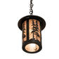 Meyda Lighting Fulton 10" Craftsman Brown Great Pines Pendant Light With Silver Mica Shade Glass
