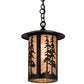Meyda Lighting Fulton 10" Craftsman Brown Great Pines Pendant Light With Silver Mica Shade Glass