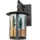 Meyda Lighting Fulton 10" Craftsman Brown & Green Trees Tall Pines Wall Sconce With Beige Art Shade Glass