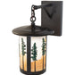 Meyda Lighting Fulton 10" Craftsman Brown & Green Trees Tall Pines Wall Sconce With Beige Art Shade Glass