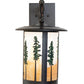 Meyda Lighting Fulton 10" Craftsman Brown & Green Trees Tall Pines Wall Sconce With Beige Art Shade Glass