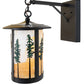 Meyda Lighting Fulton 10" Craftsman Brown & Green Trees Tall Pines Wall Sconce With Beige Art Shade Glass