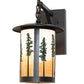 Meyda Lighting Fulton 10" Craftsman Brown & Green Trees Tall Pines Wall Sconce With Beige Art Shade Glass