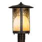 Meyda Lighting Fulton 10" Craftsman Brown On Brass Spider Web Outdoor Post Mount Light With Beige Iridescent Shade Glass