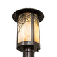 Meyda Lighting Fulton 10" Craftsman Brown On Brass Spider Web Outdoor Post Mount Light With Beige Iridescent Shade Glass