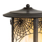 Meyda Lighting Fulton 10" Craftsman Brown On Brass Spider Web Outdoor Post Mount Light With Beige Iridescent Shade Glass