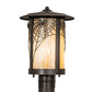 Meyda Lighting Fulton 10" Craftsman Brown On Brass Spider Web Outdoor Post Mount Light With Beige Iridescent Shade Glass