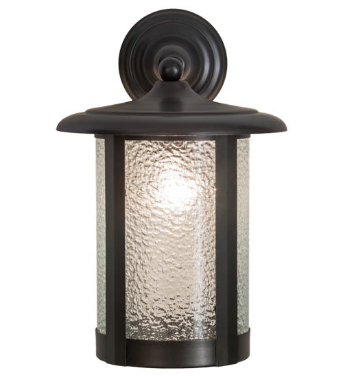Meyda Lighting Fulton 10" Craftsman Brown Prime Solid Mount Wall Sconce With Clear Granite Shade