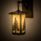 Meyda Lighting Fulton 10" Craftsman Brown Tall Pines Hanging Wall Sconce With Green & Beige Art Shade Glass