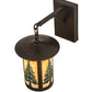 Meyda Lighting Fulton 10" Craftsman Brown Tall Pines Hanging Wall Sconce With Green & Beige Art Shade Glass