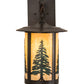 Meyda Lighting Fulton 10" Craftsman Brown Tall Pines Hanging Wall Sconce With Green & Beige Art Shade Glass