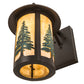 Meyda Lighting Fulton 10" Craftsman Brown Tall Pines Hanging Wall Sconce With Green & Beige Art Shade Glass