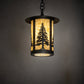 Meyda Lighting Fulton 10" Craftsman Brown Tall Pines Mini Pendant Light With Beige Art Shade Glass