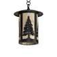 Meyda Lighting Fulton 10" Craftsman Brown Tall Pines Mini Pendant Light With Beige Art Shade Glass