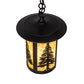 Meyda Lighting Fulton 10" Craftsman Brown Tall Pines Mini Pendant Light With Beige Art Shade Glass