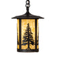 Meyda Lighting Fulton 10" Craftsman Brown Tall Pines Mini Pendant Light With Beige Art Shade Glass