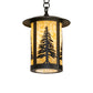 Meyda Lighting Fulton 10" Craftsman Brown Tall Pines Mini Pendant Light With Beige Art Shade Glass