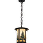Meyda Lighting Fulton 10" Craftsman Brown Tall Pines Pendant Light With Green & Beige Art Shade Glass