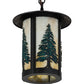 Meyda Lighting Fulton 10" Craftsman Brown Tall Pines Pendant Light With Green & Beige Art Shade Glass