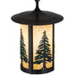 Meyda Lighting Fulton 10" Craftsman Brown Tall Pines Pendant Light With Green & Beige Art Shade Glass