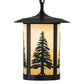 Meyda Lighting Fulton 10" Craftsman Brown Tall Pines Pendant Light With Green & Beige Art Shade Glass