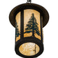 Meyda Lighting Fulton 10" Craftsman Brown Tall Pines Pendant Light With Green & Beige Art Shade Glass